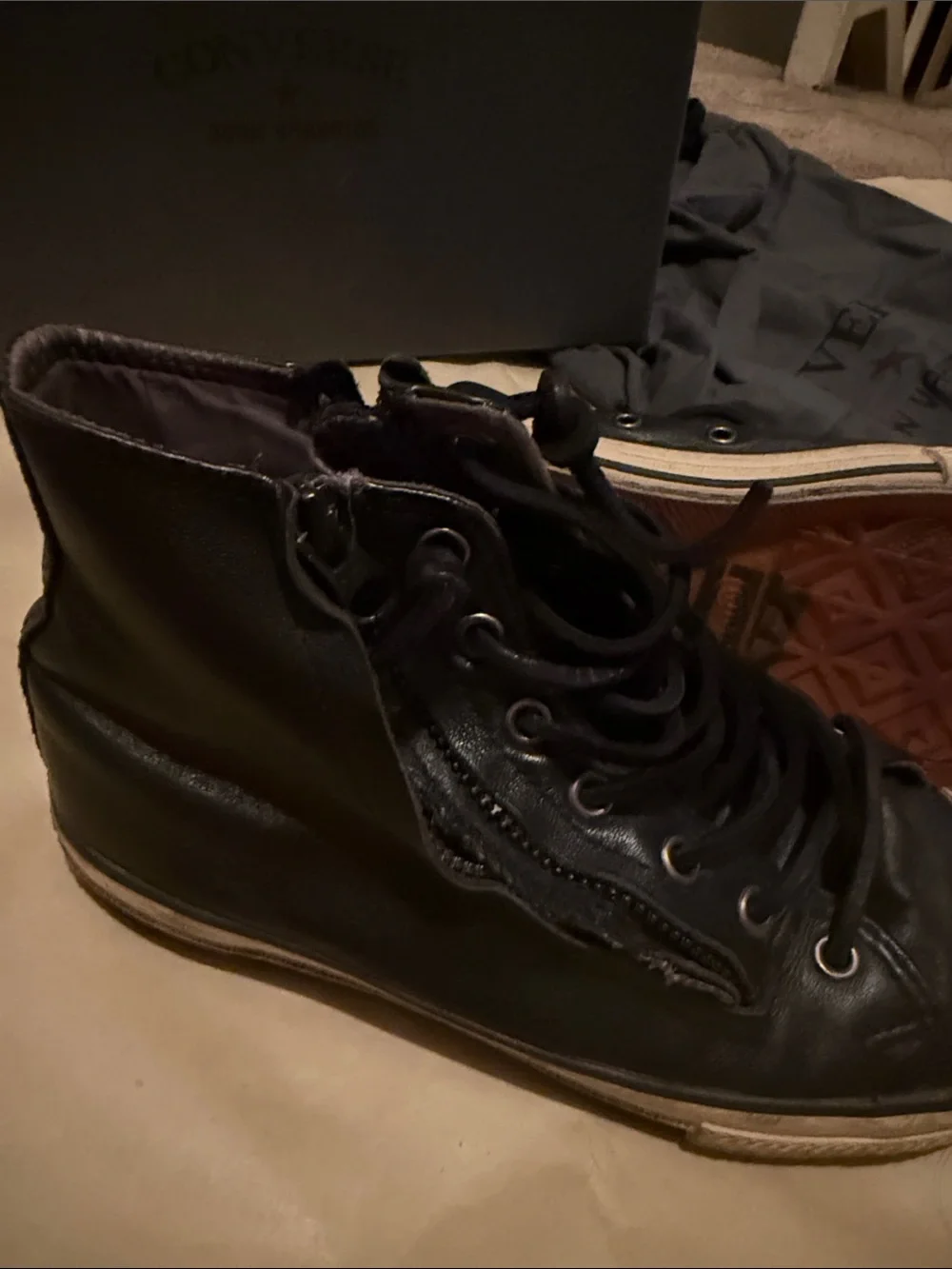 Converse Black High-Top Sneakers with Off-White Toe Caps